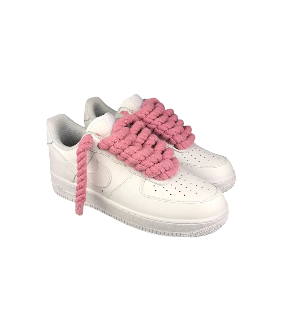 Air Force 1 Low White Rope Laces Pink