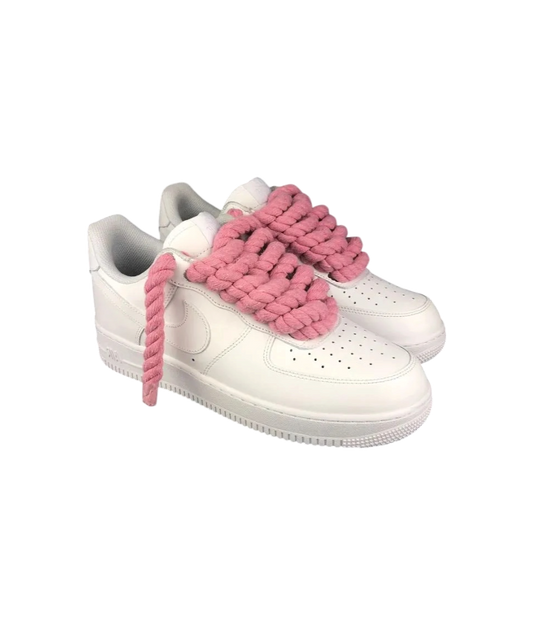 Air Force 1 Low White Rope Laces Pink