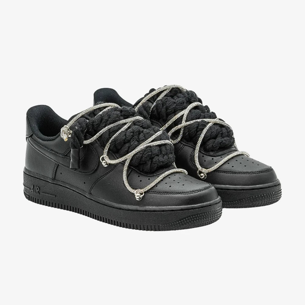 Air force 1 low Black Rope Laces Strass