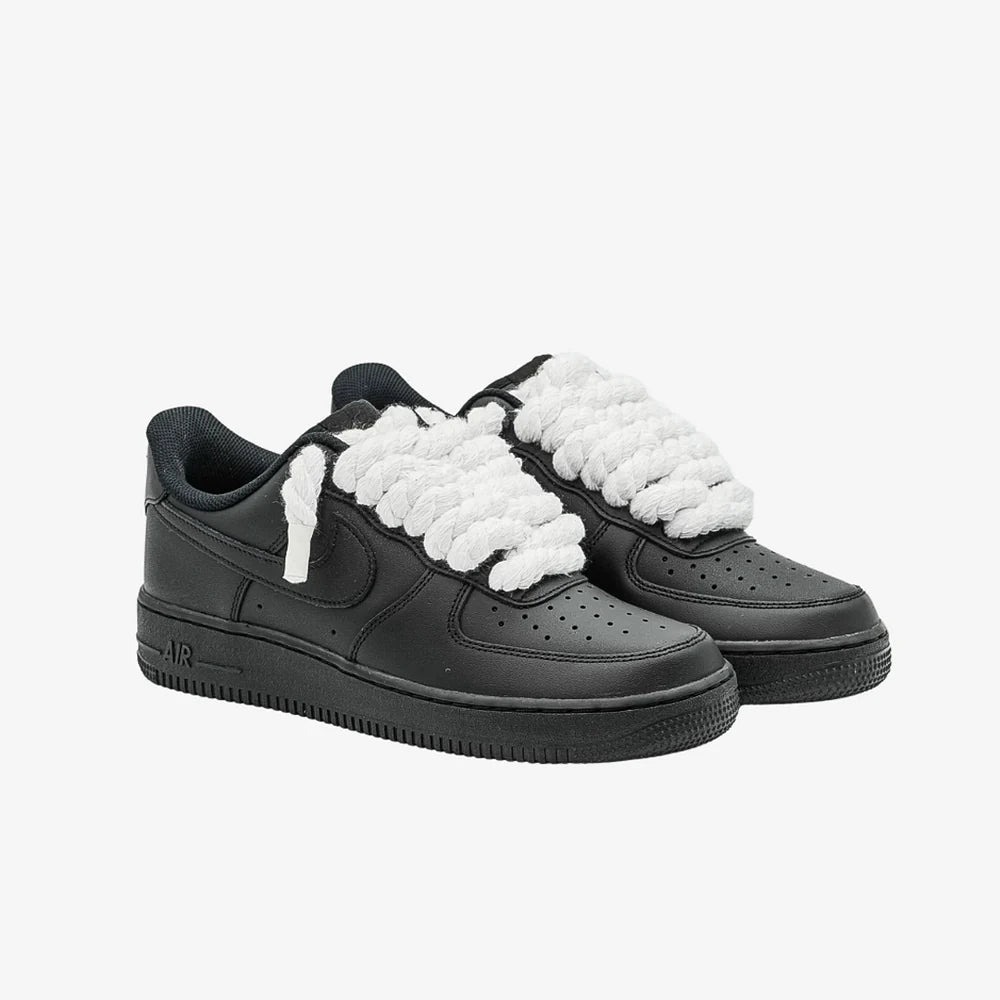 Air Force 1 Low Black Rope Laces White