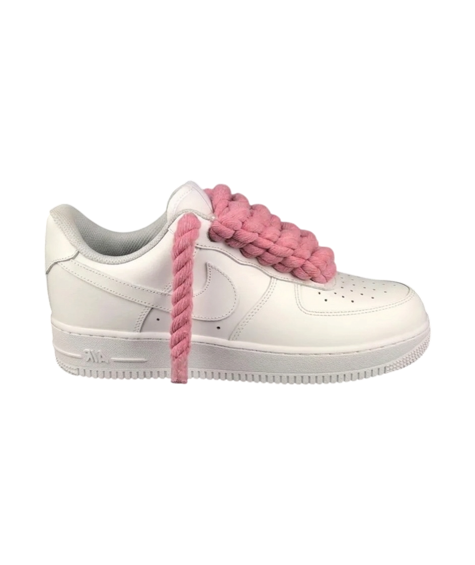 Air Force 1 Low White Rope Laces Pink
