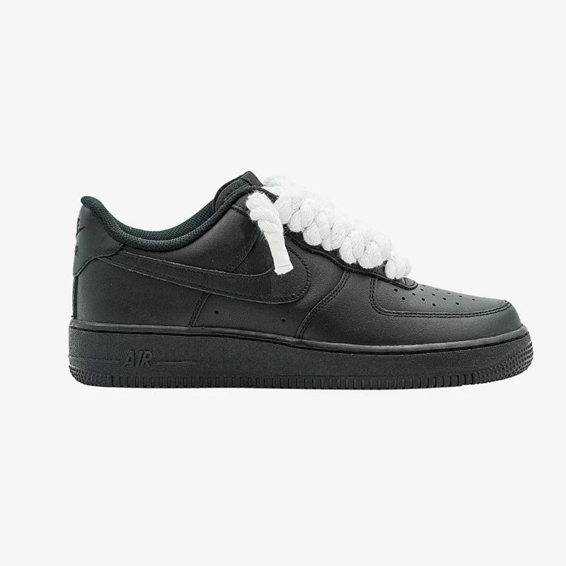 Air Force 1 Low Black Rope Laces White