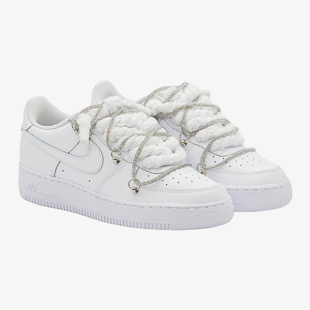 Air force 1 low White Rope Laces Strass