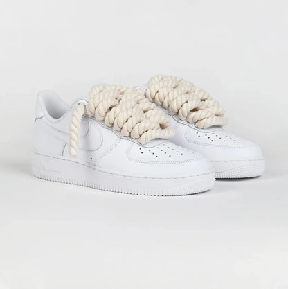 Air Force 1 Low White Rope Laces Beige