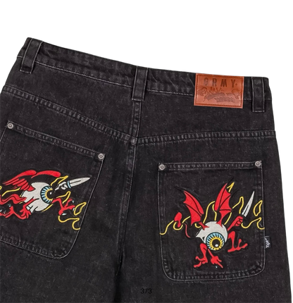 Grimey The Watching Eyez Baggy Denim Shorts